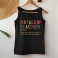 Vintage Teacher Knows More Than She Says Funny Definition Women Tank Top Basic Casual Daily Weekend Graphic Personalized Gifts
