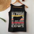 Vintage Never Underestimate An Old Woman Who Loves Cows Cute Women Tank Top Funny Gifts