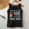Wine And Maine Coon Cat Mom Or Cat Dad Idea Women Tank Top Funny Gifts