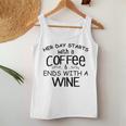 Her Day Starts With A Coffee & Ends With A Wine Women Tank Top Funny Gifts