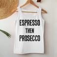 Espresso Then Prosecco Fun Coffee And Wine Humor Women Tank Top Unique Gifts