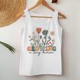 Growing A Tiny Human Floral Flowers Pregnancy Women Tank Top Funny Gifts