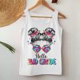 Hello 2Nd Grade Messy Hair Bun Girl Back To School First Day Women Tank Top Weekend Graphic Funny Gifts