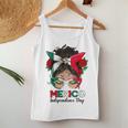 Messy Bun Mexican Flag Independence Day Woman Vintage Women Tank Top Unique Gifts