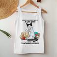 Never Underestimate A Cat Mom With A Teaching Degree Gift Women Tank Top Basic Casual Daily Weekend Graphic Funny Gifts
