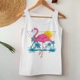 Pink Flamingo Beach Summer Vibes Palm Trees Tropical Summer Women Tank Top Unique Gifts