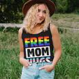 Free Mom Hugs Groovy Rainbow Heart Lgbt Flag Pride Month Women Tank Top Gifts for Her