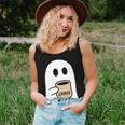 Ghost Drinking Coffee Funny Halloween Costume Coffee Lover Women Tank Top Weekend Graphic Gifts for Her
