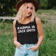 Karma Is Jack Smith Funny Vintage Retro Men Women Political Women Tank Top Weekend Graphic Gifts for Her