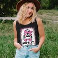 Messy Bun Glasses Wear Pink Warrior Breast Cancer Awareness Women Tank Top Gifts for Her