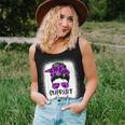 Support Pancreatic Cancer Awareness Messy Bun Ribbon Purple Women Tank Top Gifts for Her