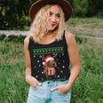 Ugly Sweater Christmas Dachshund Dog Santa Reindeer Women Tank Top Gifts for Her