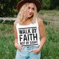 Bible Verse Walk Faith Not By Sight Christian Pastor Women Tank Top Basic Casual Daily Weekend Graphic Gifts for Her