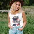 Happy Labor Day For All Workers Messy Bun American Flag Women Tank Top Gifts for Her