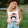 Just Freakin Peachy Peach Messy Bun Girl Summertime Women Tank Top Weekend Graphic Gifts for Her