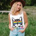 Lgbt Gay Ally Cat Be Kind Rainbow Pride Flag Men Women Women Tank Top Gifts for Her