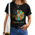 60S 70S Peace Sign Tie Dye Hippie Sunflower Outfit Women T-shirt
