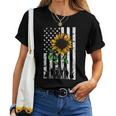 American Flag Sunflower Us Military Veteran Patriotic Women T-shirt