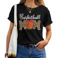 Basketball Mom Leopard Messy Bun Game Day Women T-shirt