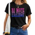 Bi Wife Energy Bisexual Pride Bisexual Flag Retro Vintage Women T-shirt