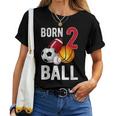 Born 2 Ball Birthday Boy Girl Two 2 Year Old Baller Funny Women T-shirt Short Sleeve Graphic