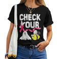 Check Your Boo Bees Breast Cancer Awareness Halloween Women T-shirt