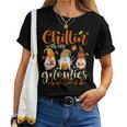 Chillin With My Gnomies Nurse Gnome Happy Thanksgiving Fall Women T-shirt