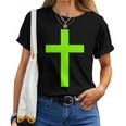 Christian God Jesus Cross Lime Green Women T-shirt