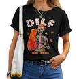 Dilf Dude I Love Fall Skeleton Pumpkin Halloween Customs Women T-shirt