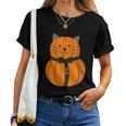 Fall Thanksgiving Cutest Pumpkin Cat Face Whiskers Halloween Fall Thanksgiving Women T-shirt