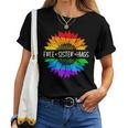 Free Sister Hugs Rainbow Sunflower Lgbt Gay Pride Month Women T-shirt