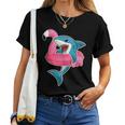 Funny Flamingo Float Summer Shark Floating Women T-shirt Short Sleeve Graphic