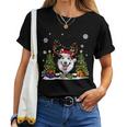 Siberian Husky Dog Santa Hat Ugly Christmas Sweater Women T-shirt