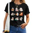 Ghost Reading Book Cute Teacher Halloween Ghost Book Lover Women T-shirt