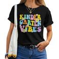 Groovy Hello Kindergarten Vibes Retro Teacher Back To School Women Crewneck Short T-shirt