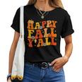 Happy Fall Yall Squad Groovy Fall Autumn And Halloween Halloween Women T-shirt