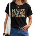 Happy First Day Of School Groovy Back To School Teacher Women T-shirt