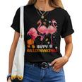 Happy Hallothanksmas Flamingo Halloween Thanksgiving Women T-shirt