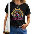 I Speak Fluent Toddler Daycare Provider Teacher Rainbow Women T-shirt Crewneck Short Sleeve Graphic