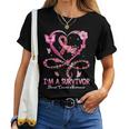I'm A Survivor Breast Cancer Awareness Pink Ribbon Flower Women T-shirt