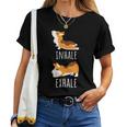 Inhale Exhale Corgi Yoga Meditation Workout Dog Mom Women T-shirt
