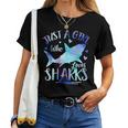 Just A Girl Who Loves Sharks Funny Shark Lover Ocean Women T-shirt