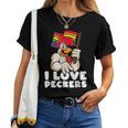 Lgbt Rainbow Flag Rooster Pun I Love Peckers Gay Chicken Dad Women T-shirt