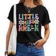 Little Miss Pre K Girl Retro Happy First Day Back To School Women T-shirt