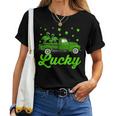 Lucky Flamingo Riding Green Truck Flamingo St Patricks Day Women T-shirt