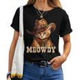 Meowdy Funny Country Music Cat Cowboy Hat Men Women Women T-shirt