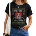 Merry Christmas Basset Hound Dog Ugly Sweater Women T-shirt