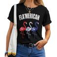 Patriotic Flamingo Red White Blue July 4Th Independence Day Women T-shirt