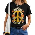 Peace Sign Love 60S 70S 80S Hippie Floral Halloween Girls Women T-shirt