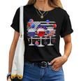Red White Blue Three Wine Glasses American Flag 4Th Of July Women T-shirt